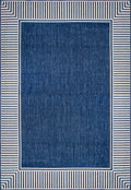 Striped Border Indoor/Outdoor Flatweave Rug | Navy