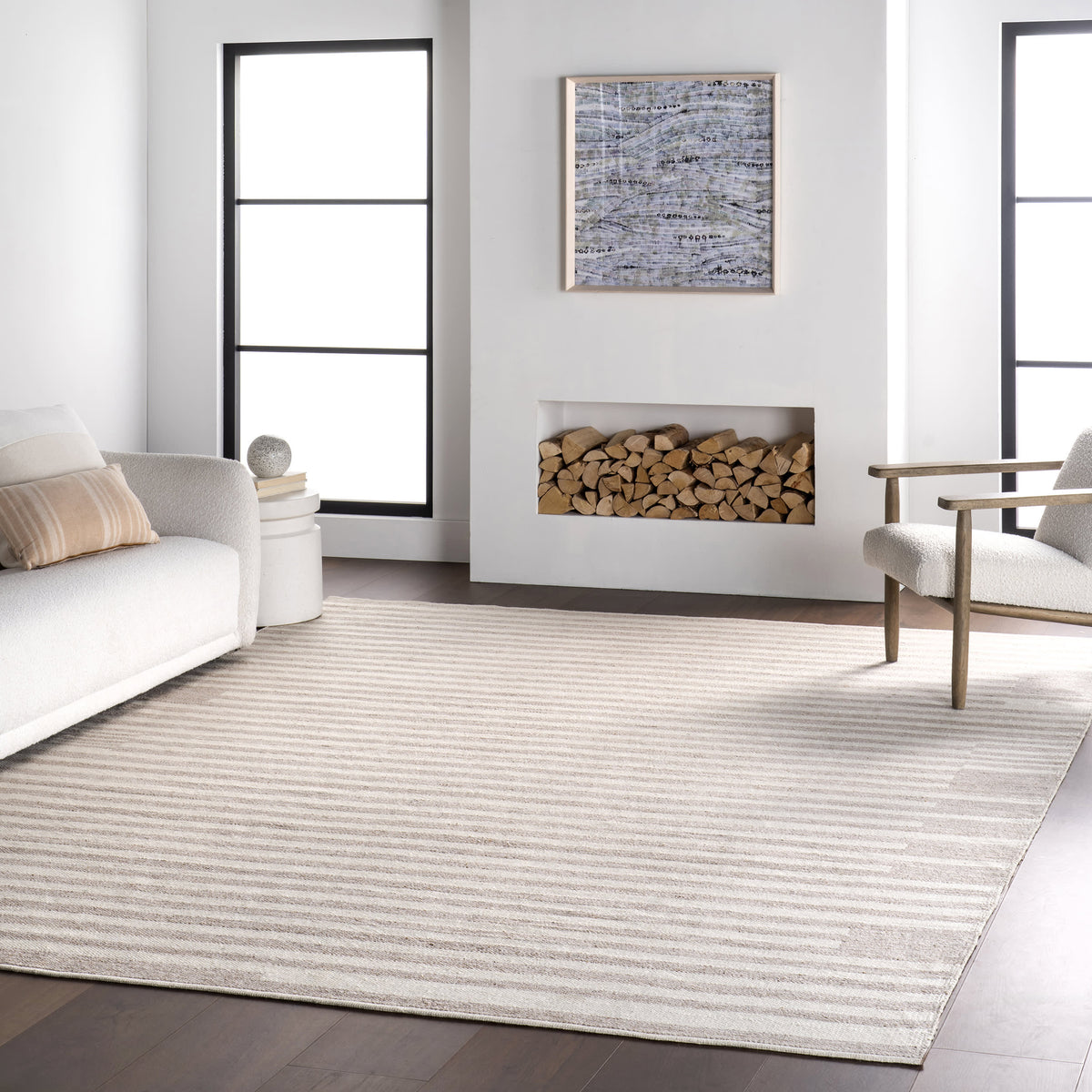 Auriel Stiped Indoor/Outdoor Rug | Beige