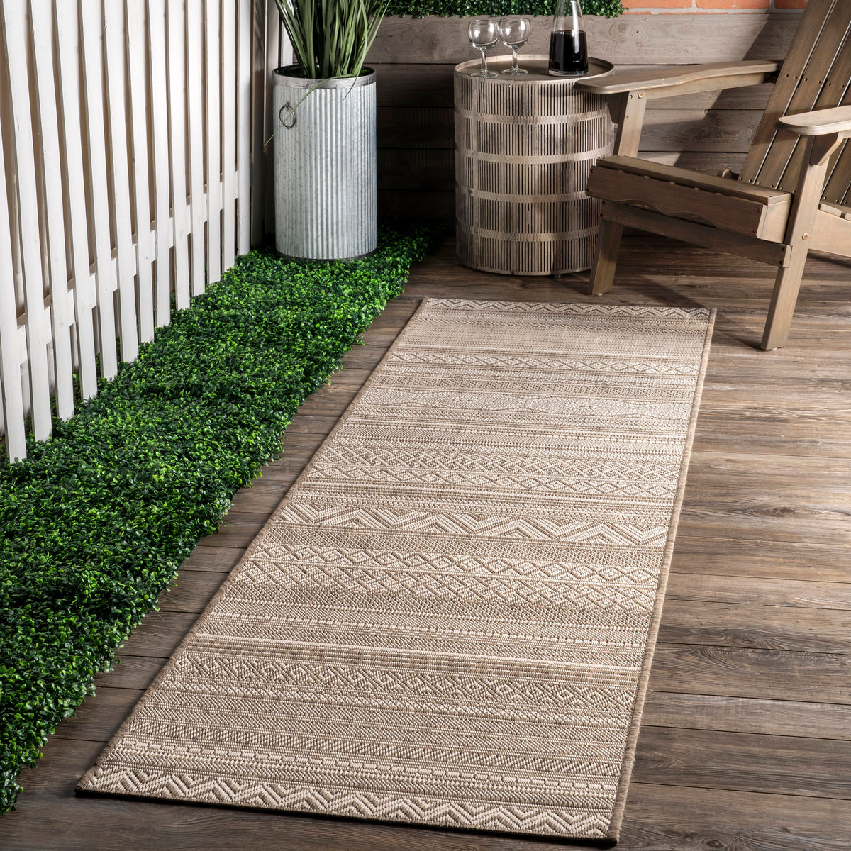 Indoor/Outdoor Tribal Bands Rug | Taupe
