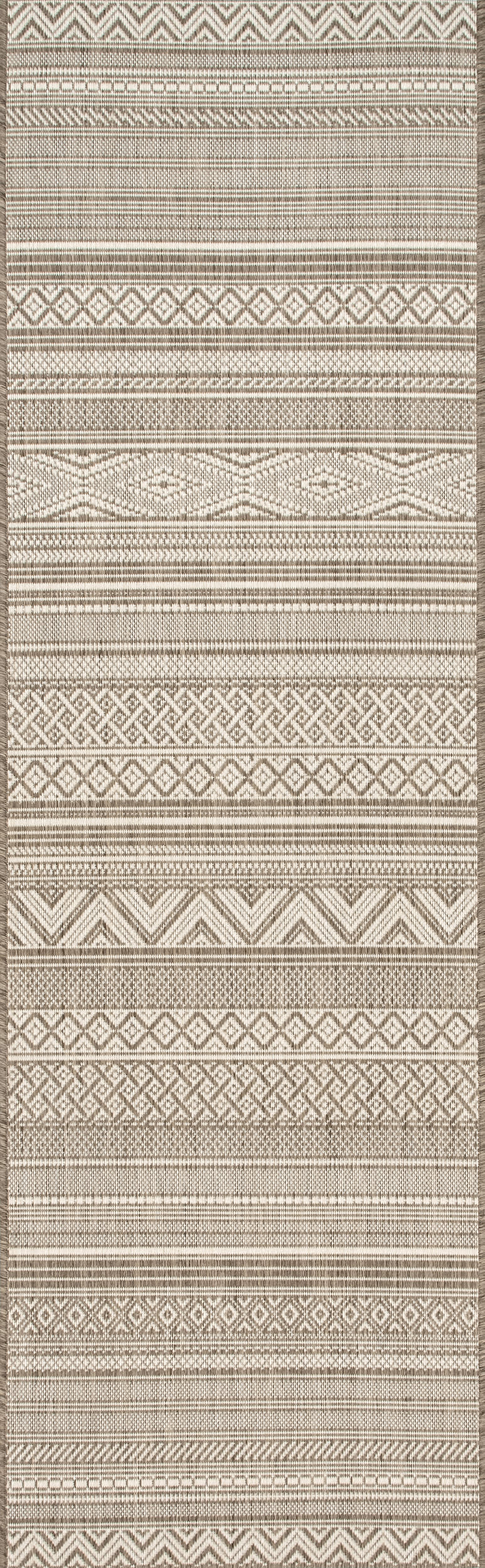 Indoor/Outdoor Tribal Bands Rug | Taupe