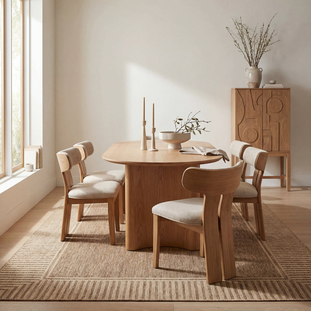 Striped Border Indoor/Outdoor Flatweave Rug | Light Brown