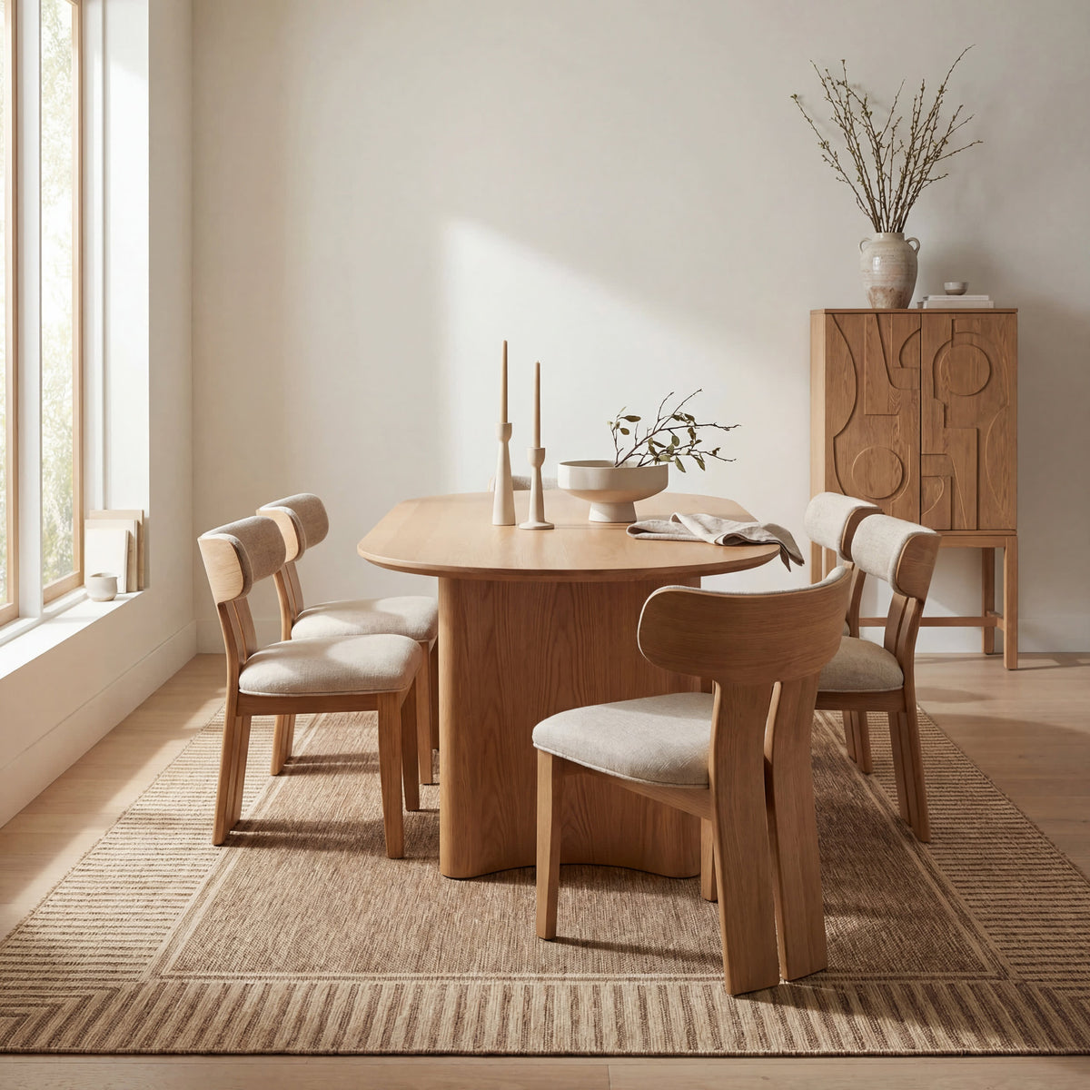 Striped Border Indoor/Outdoor Flatweave Rug | Light Brown