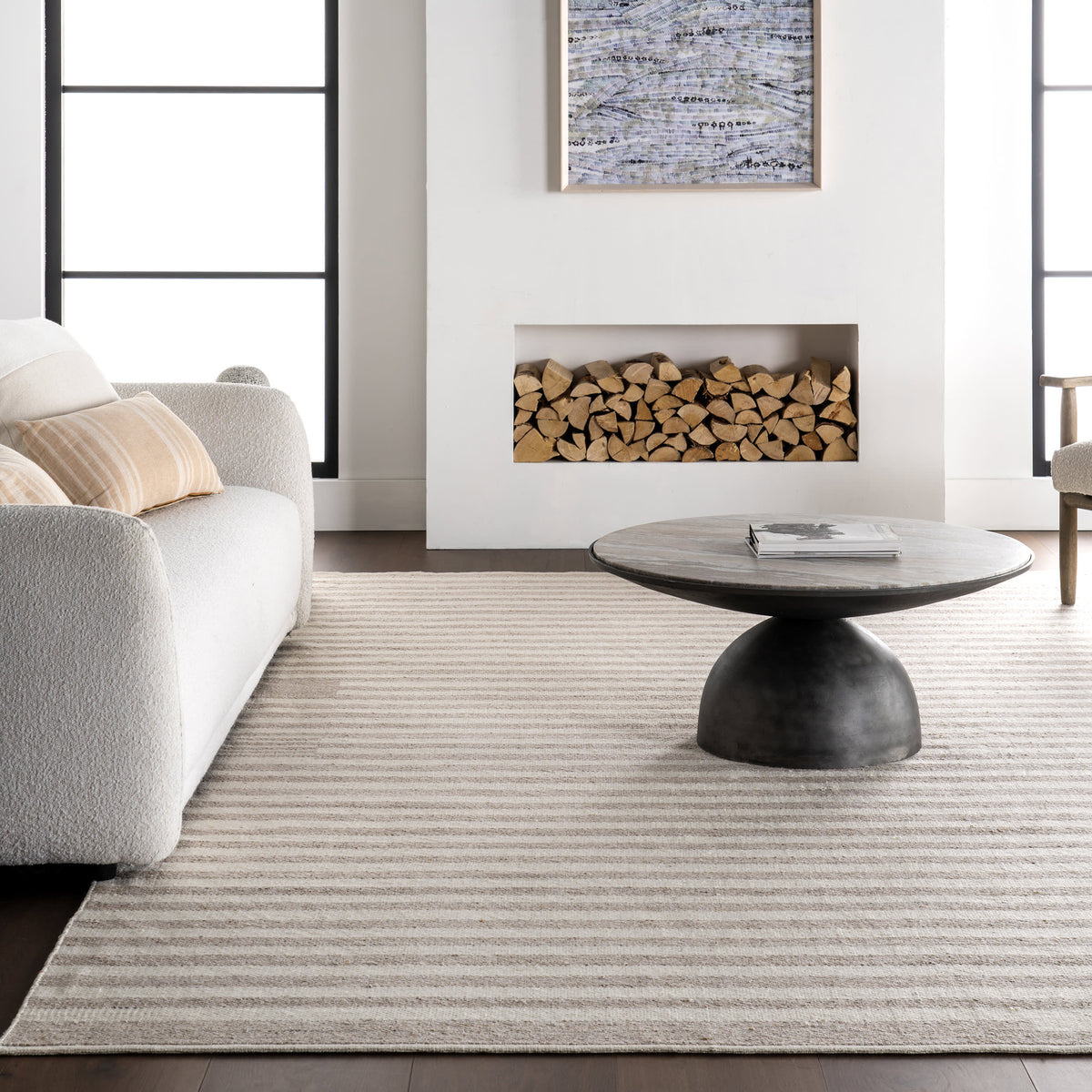Auriel Stiped Indoor/Outdoor Rug | Beige