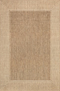 Striped Border Indoor/Outdoor Flatweave Rug | Light Brown
